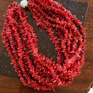 Authentic 5 strand Red Coral Choker Necklace
